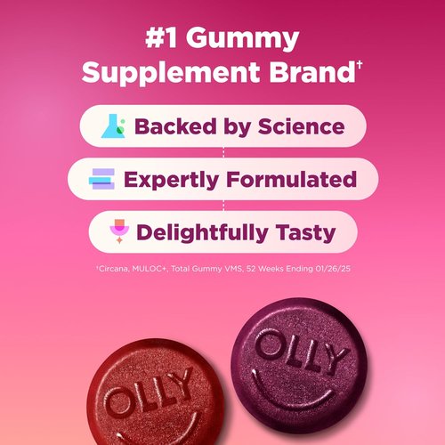 OLLY Women's Multivitamin Gummies - Overall Wellness Support with Vitamins A, C, D, E & Biotin | Berry Flavor, 90 Count