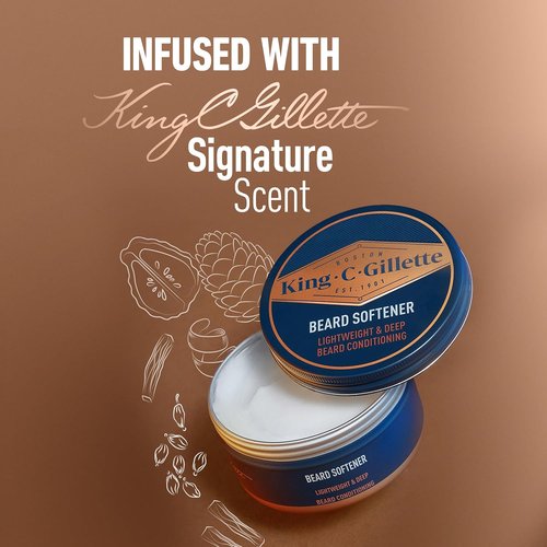 King C. Gillette Soft Beard Balm - Deep Conditioning with Cocoa Butter & Argan Oil, 3.4 oz
