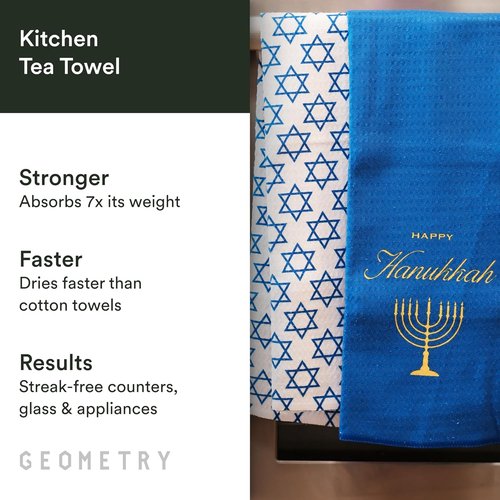 GEOMETRY Christmas Kitchen Towels - Quick Dry Microfiber Dish Towels for Efficient Kitchen Drying - Star of David Design, 1 Pack