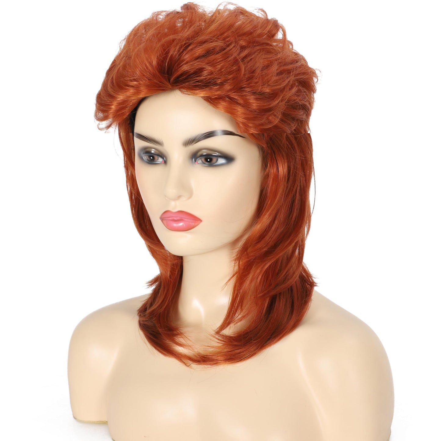 Daiaces Auburn Mullet Wig for Women 70s80s Disco Wig Shoulder Length Layered Heat Resistant Synthetic Hair Cosplay Daily Party Halloween