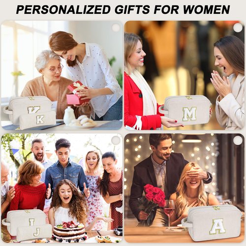 YOOLIFE Travel Makeup Bag - Personalized White Make Up Bag Travel Cosmetic Bags for Women Teens Girls | Birthday Gifts for Women Her | Teen Girls Birthday Gifts Trendy Stuff, Wedding Gift White M