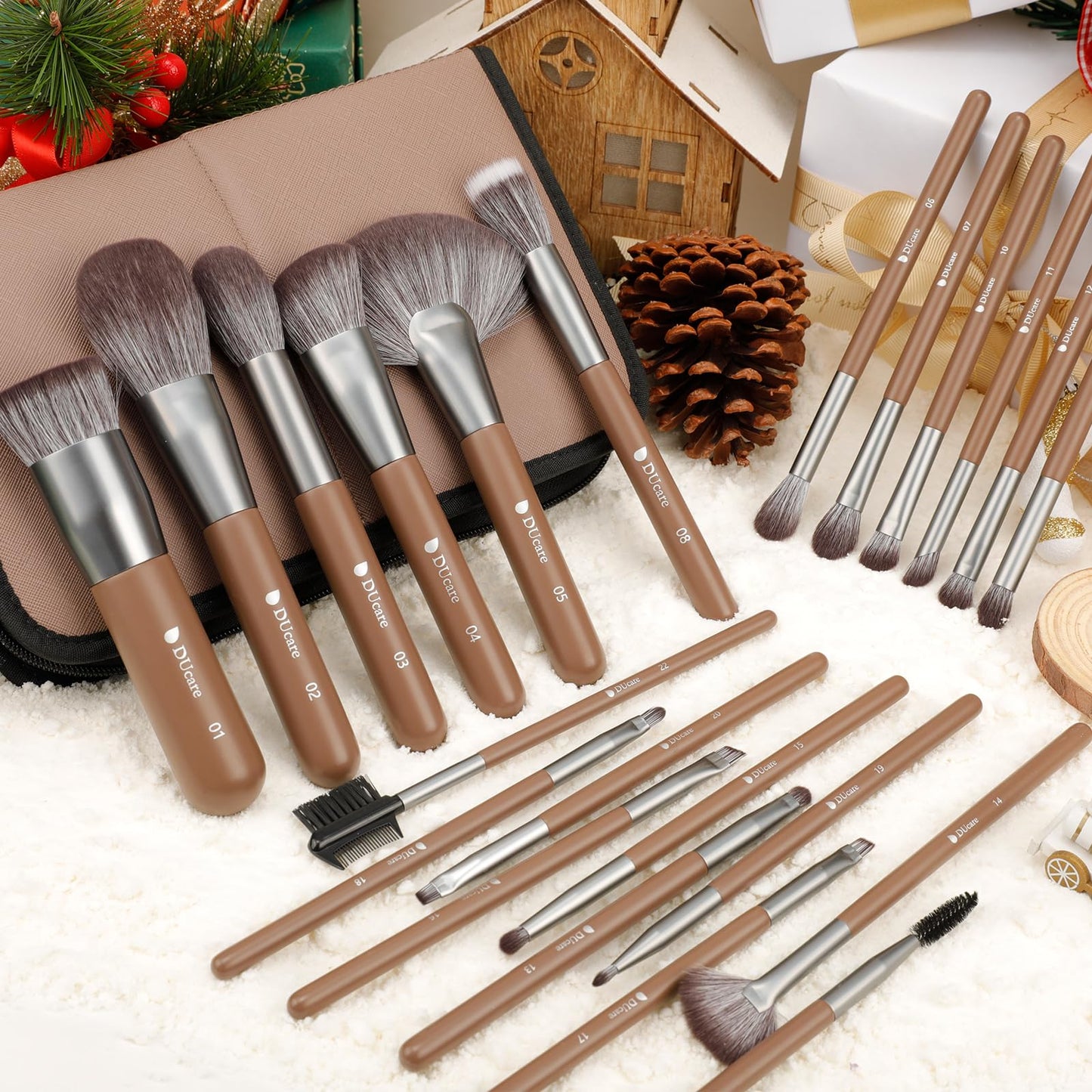 DUcare Makeup Brushes Professional with Bag 22Pcs Makeup Brush Set Premium Synthetic Kabuki Foundation Blending Brush Face Powder Blush Concealers Eye Shadows with Case