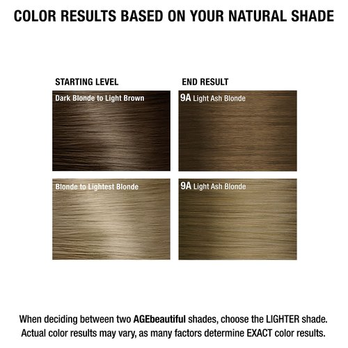 AGE beautiful Permanent Hair Color Dye Liqui Creme | 100% Gray Coverage | Anti-Aging Haircolor | Biotin for Thicker, Fuller Hair | Professional Salon Coloring | 9A Light Ash Blonde