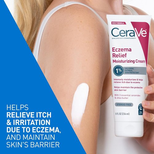 CeraVe Eczema Relief Cream - Moisturizing Formula with Colloidal Oatmeal & Shea Butter | 8oz, Steroid & Paraben Free
