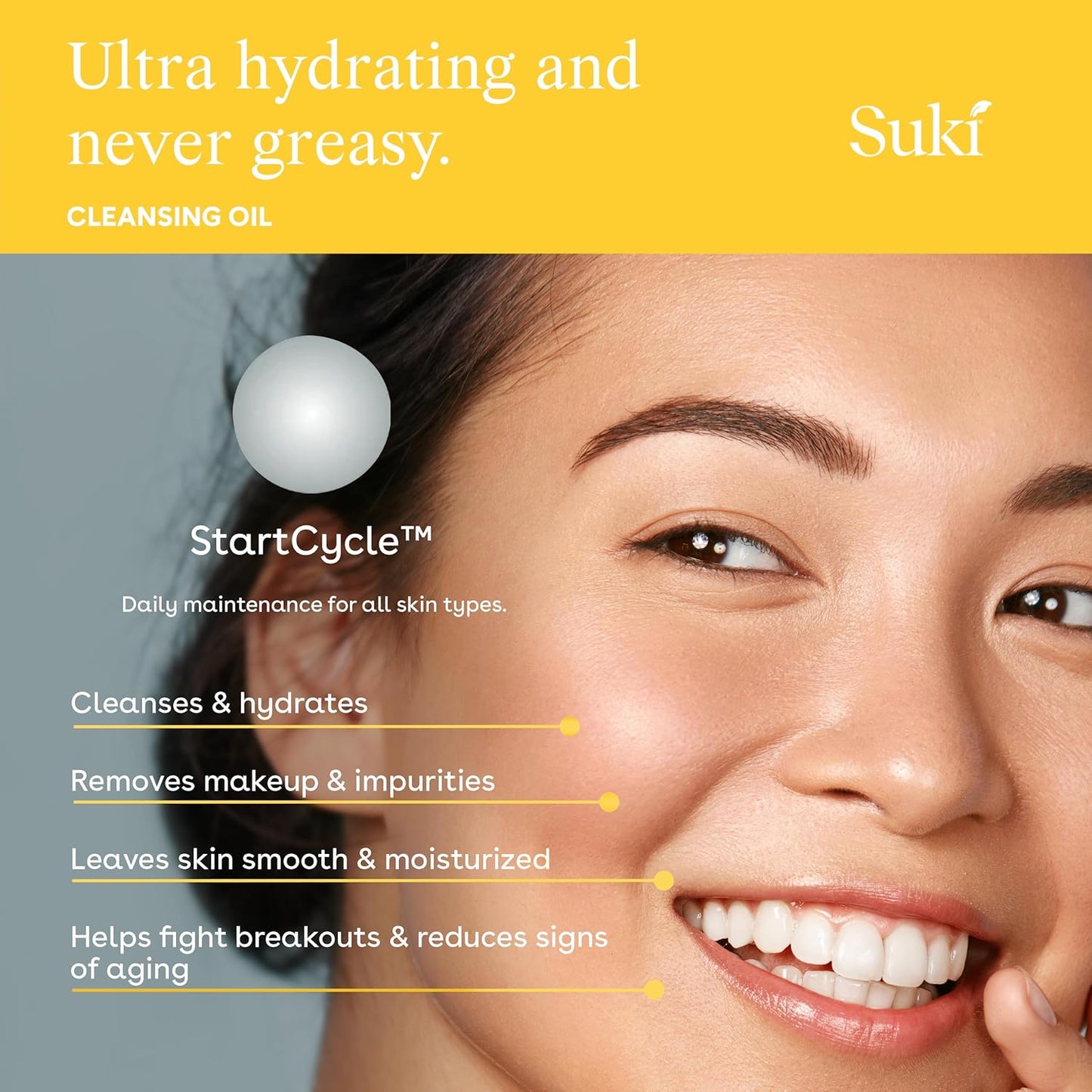 Suki Cleansing Oil - Makeup Remover & Facial Cleanser | Hydrates Skin & Prevents Breakouts - 4 Fl Oz