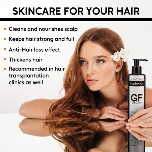 Replexion GF Hair Growth Shampoo for Men & Women – Anti Hair Loss, Hair Thickening, Biotin & Growth Factors – Post Hair Transplant Care, DHT Blocker, Shampoo for Thinning Hair – 3 x 250ml