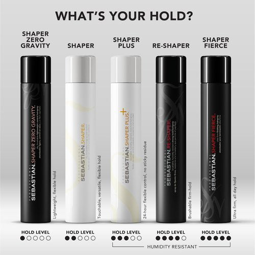 Sebastian Professional Shaper Mini Hairspray, 50 VOC% | Flexible to Medium Hold | Brushable with Control | Travel Size, 1.5 oz