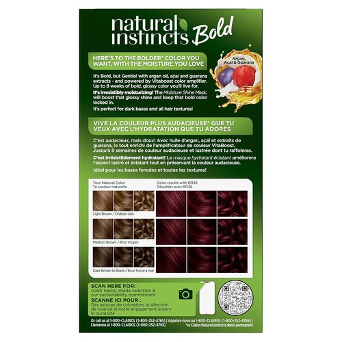 Clairol Natural Instincts Bold Hair Dye - BR36 Deep Burgundy Acai Color | 1 Pack