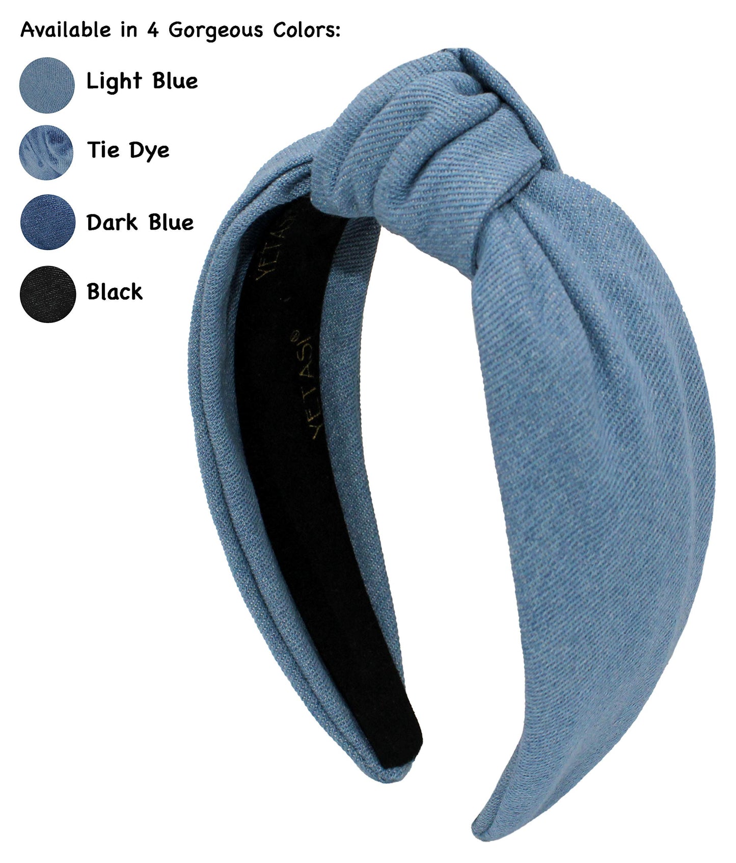 YETASI Blue Headbands for Women are Trendy Long Lasting Light Blue Jean Knotted Headband for Women Made of Non Slip Material for Your Comfort. Denim Light Blue Headband