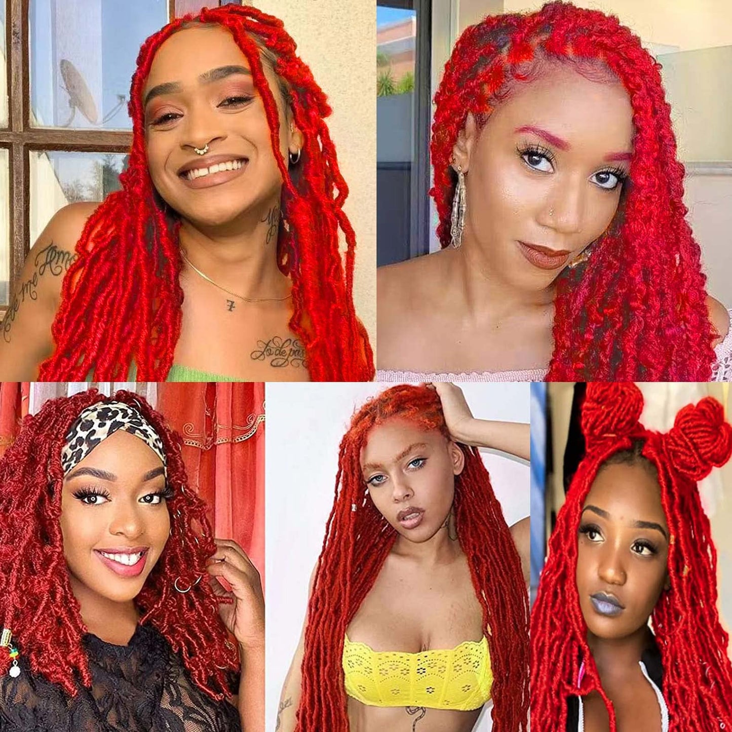 16 Inch Springy Afro Twist Hair Red Marley Twist Braiding Hair 8 Packs Pre-Separated Spring Twist Hair for Soft Butterfly Locs Crochet Hair Kinky Afro Twist Hair for Women (16 Inch, Red)