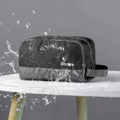 Gonex Travel Toiletry Bag - Durable Nylon Shaving Organizer in Classic Black