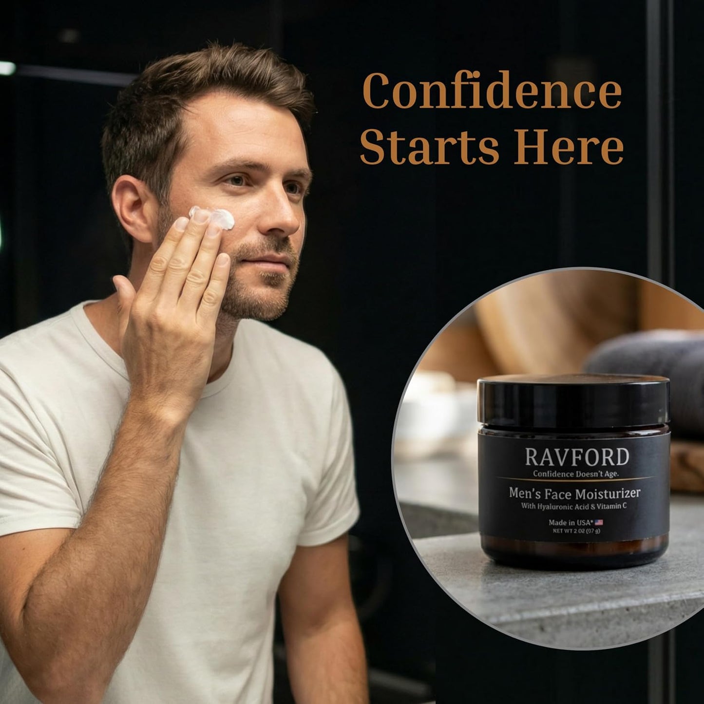 Skiennix Men’s Face Moisturizer - Fast-Absorbing, Non-Greasy Hydrating Cream with Hyaluronic Acid & Vitamin C | Unscented, 2 oz