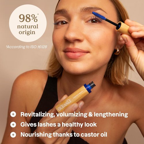 ATTITUDE Oceanly Mascara - EWG Verified Eye Lash Serum for Length & Volume | Vegan Beauty, Blue, 0.24 Oz