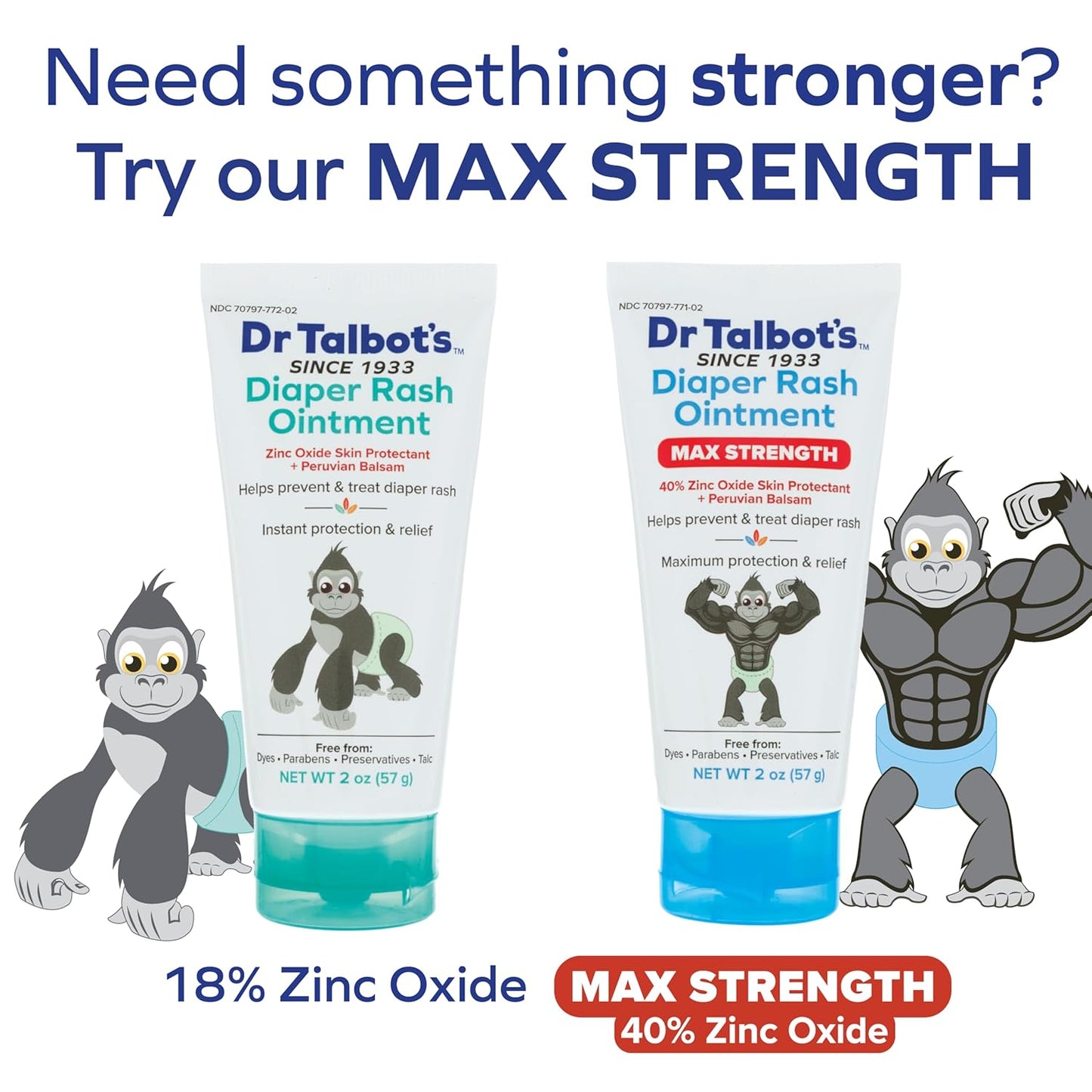 Dr. Talbot's Diaper Rash Ointment - 2 oz Zinc Oxide Skin Protectant with Peruvian Balsam - Soothes & Prevents Rash