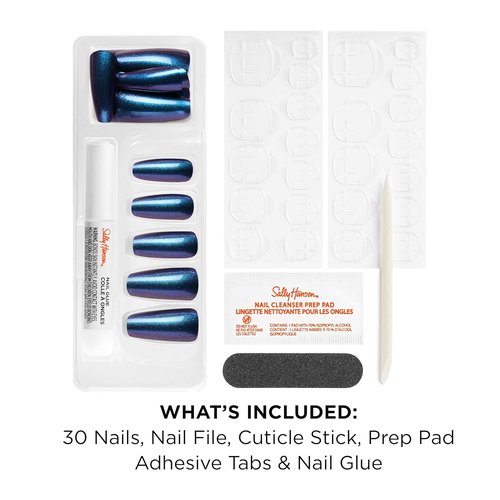 Sally Hansen Press-On Nails - Coffin Shape, Easy Application, Non-Damaging | 30 Nails & Accessories | HYP-Nautical