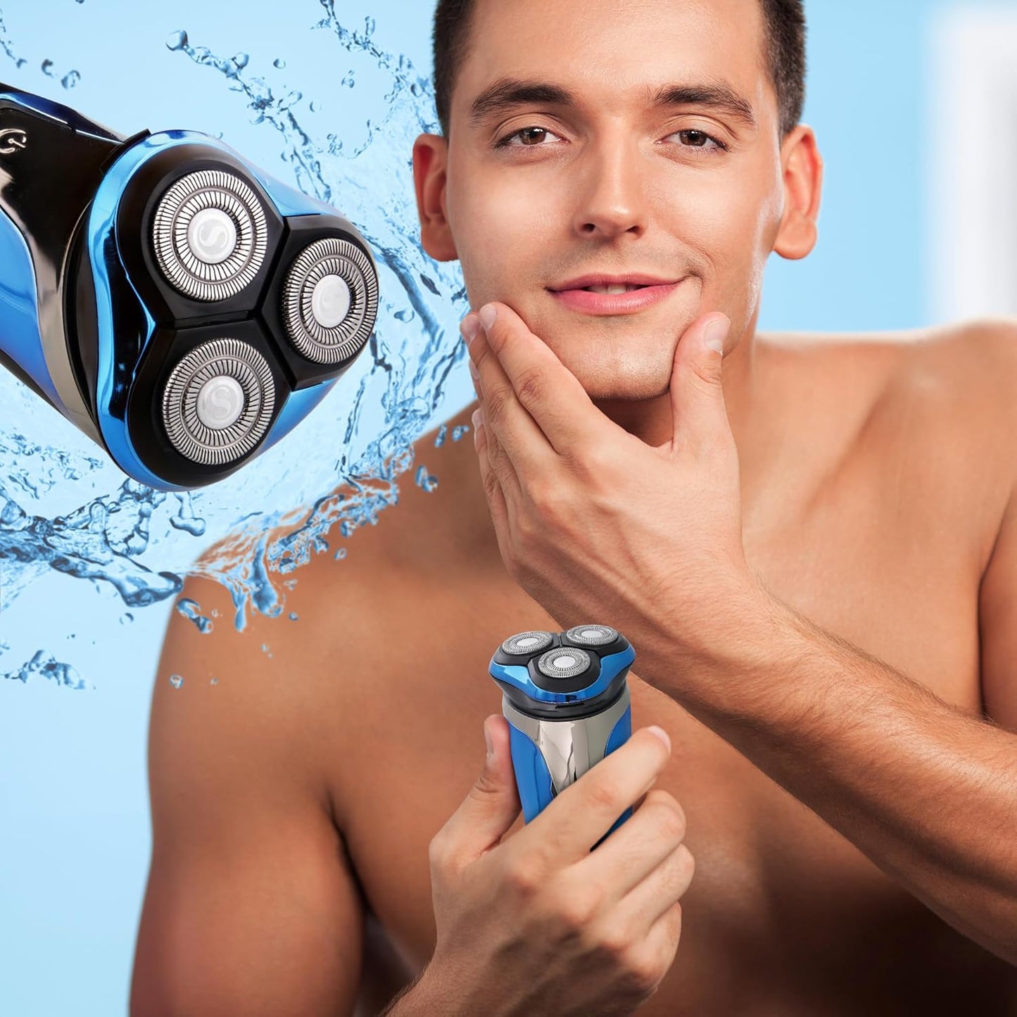 Skiennix Rechargeable Electric Rotary Shaver - Wet & Dry Use, Stainless Steel Blades, LCD Screen