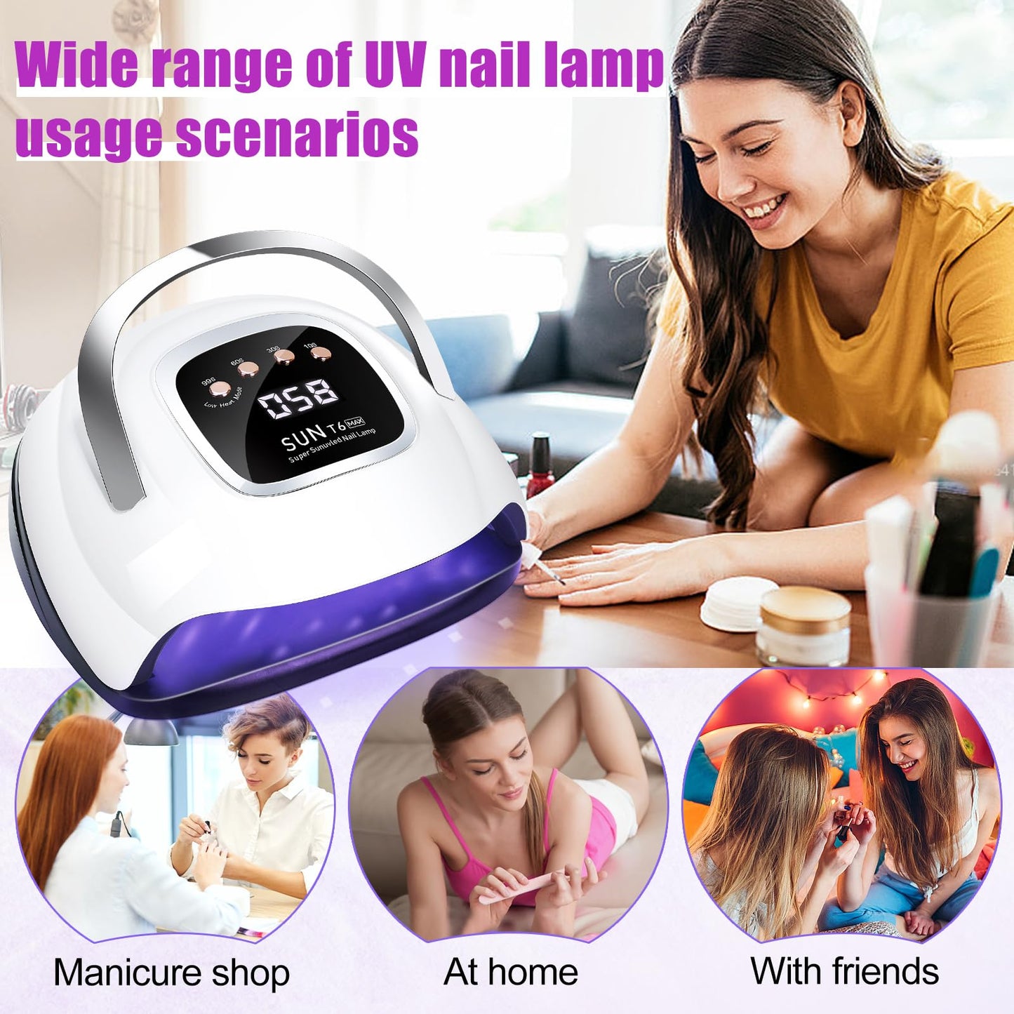 LKE UV Nail Lamp, Nail Dryer 220W Light for Nails with 4 Timers LED Lamp Gel Polish Kit Professional Art Tools Automatic Sensor