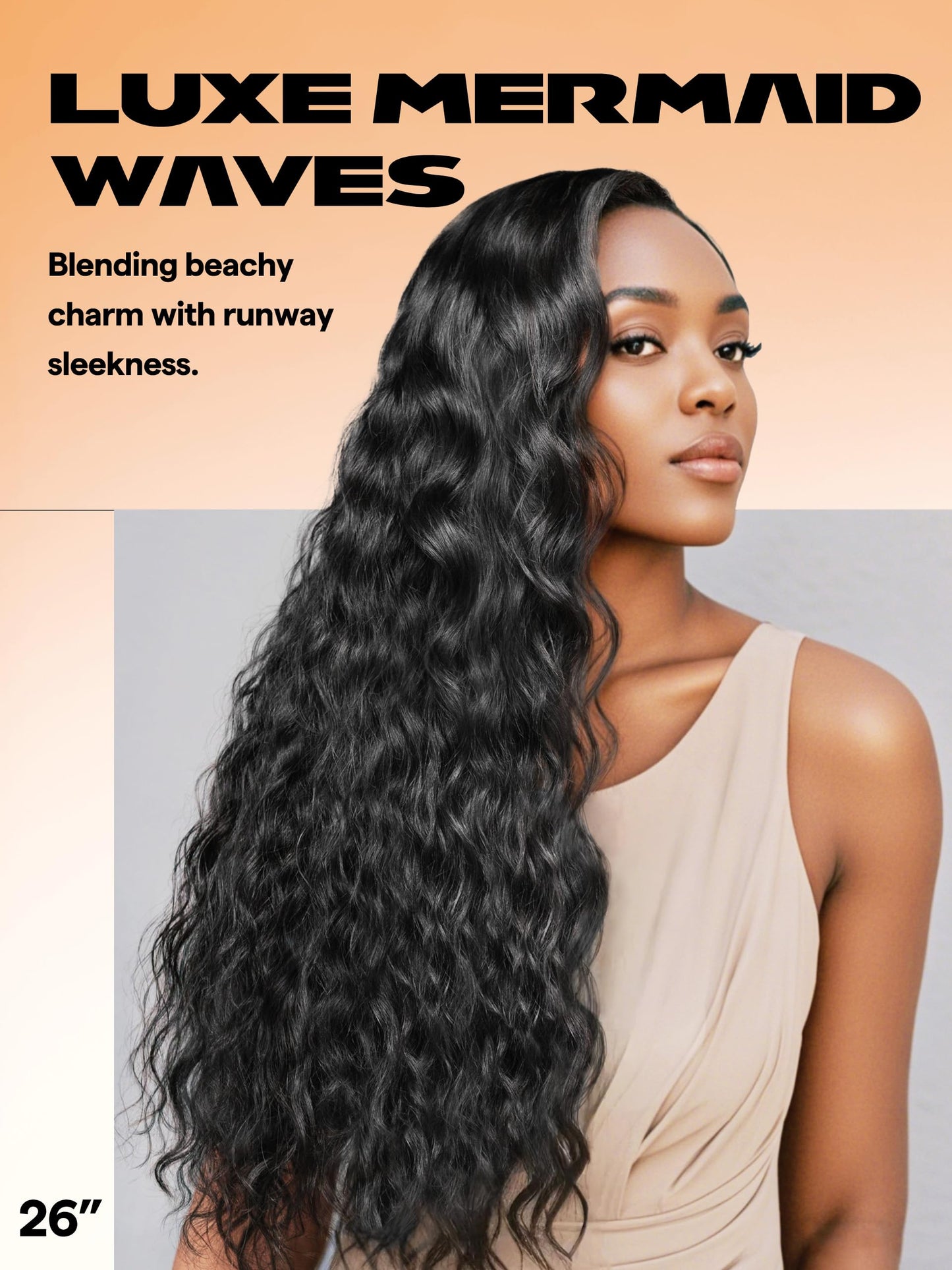 GORGIUS Ocean Wave Lace Front Wigs Pre Cut Glueless Side Part Closure Wig Synthetic Natural Black Long Wig 28 Inch