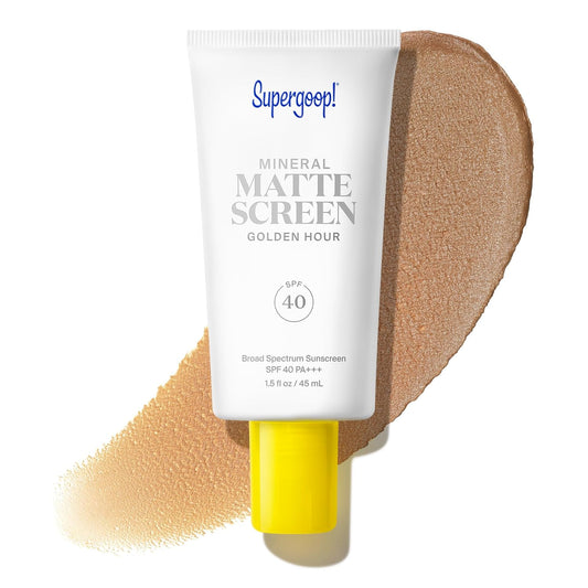 Supergoop! Mineral Mattescreen SPF 40 - Oil-Free Broad Spectrum Sunscreen - Minimizes Pores & Controls Shine - 45 mL - Golden Hour