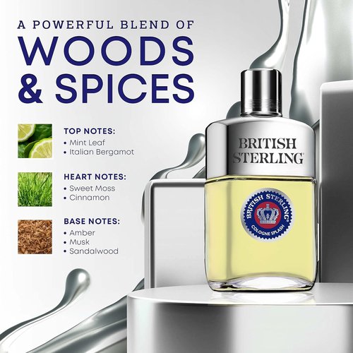 British Sterling By Dana Cologne Splash - Invigorating Fragrance for Men | 3.8 Ounces