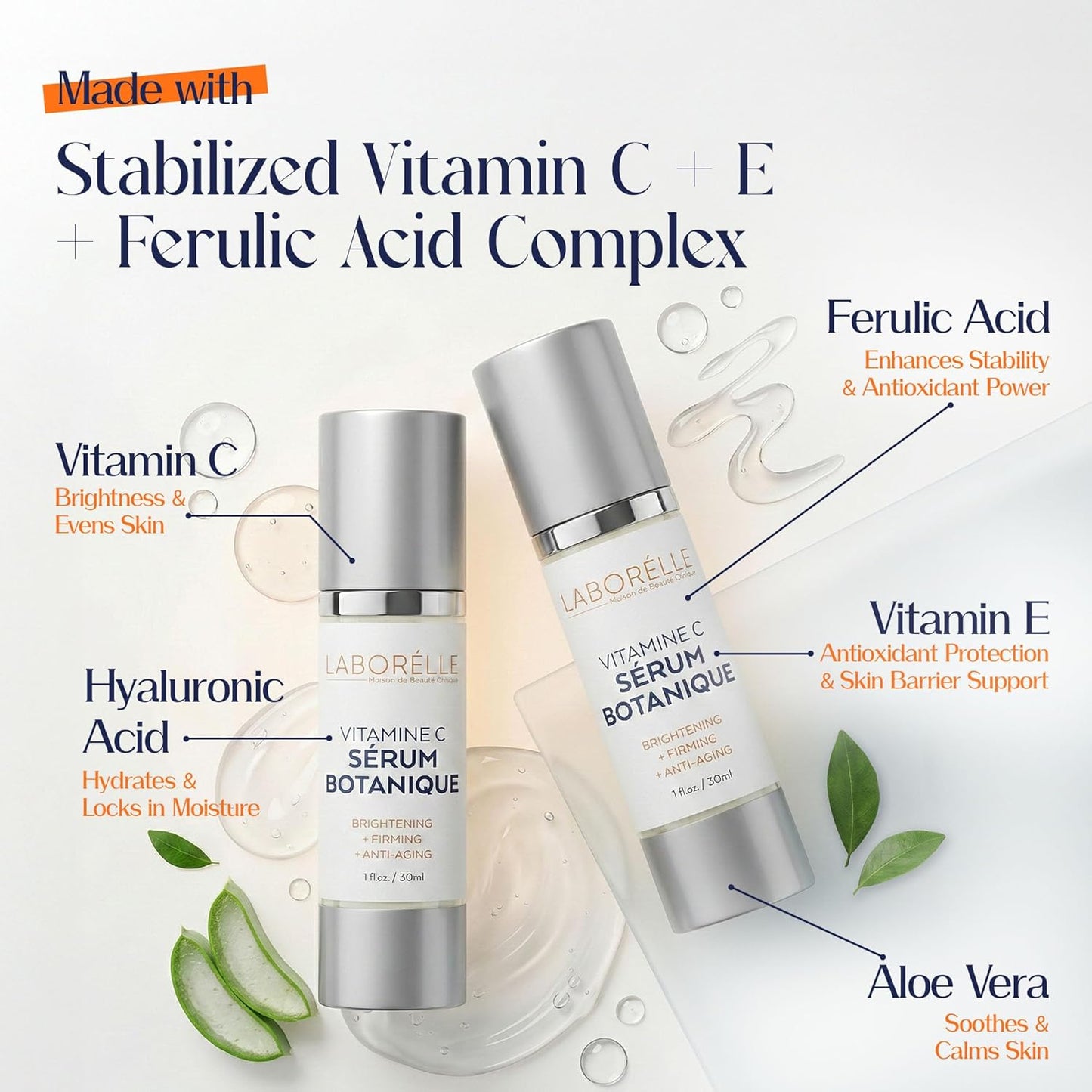 Skiennix Vitamin C Serum - Brightening & Hydrating Dark Spot Corrector with Vitamin E & Hyaluronic Acid (1 fl oz)