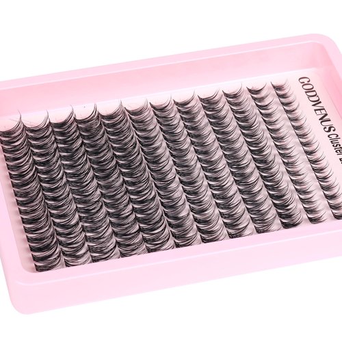 Goddvenus Lash Clusters Wispy Lashes Clusters Like Eyelashes Extension in Salon Natural DIY Cluster Eyelash Extensions for 5-7 days 9-16mm D Curl Fluffy DIY Individual Lashes (192pcs D Curl)