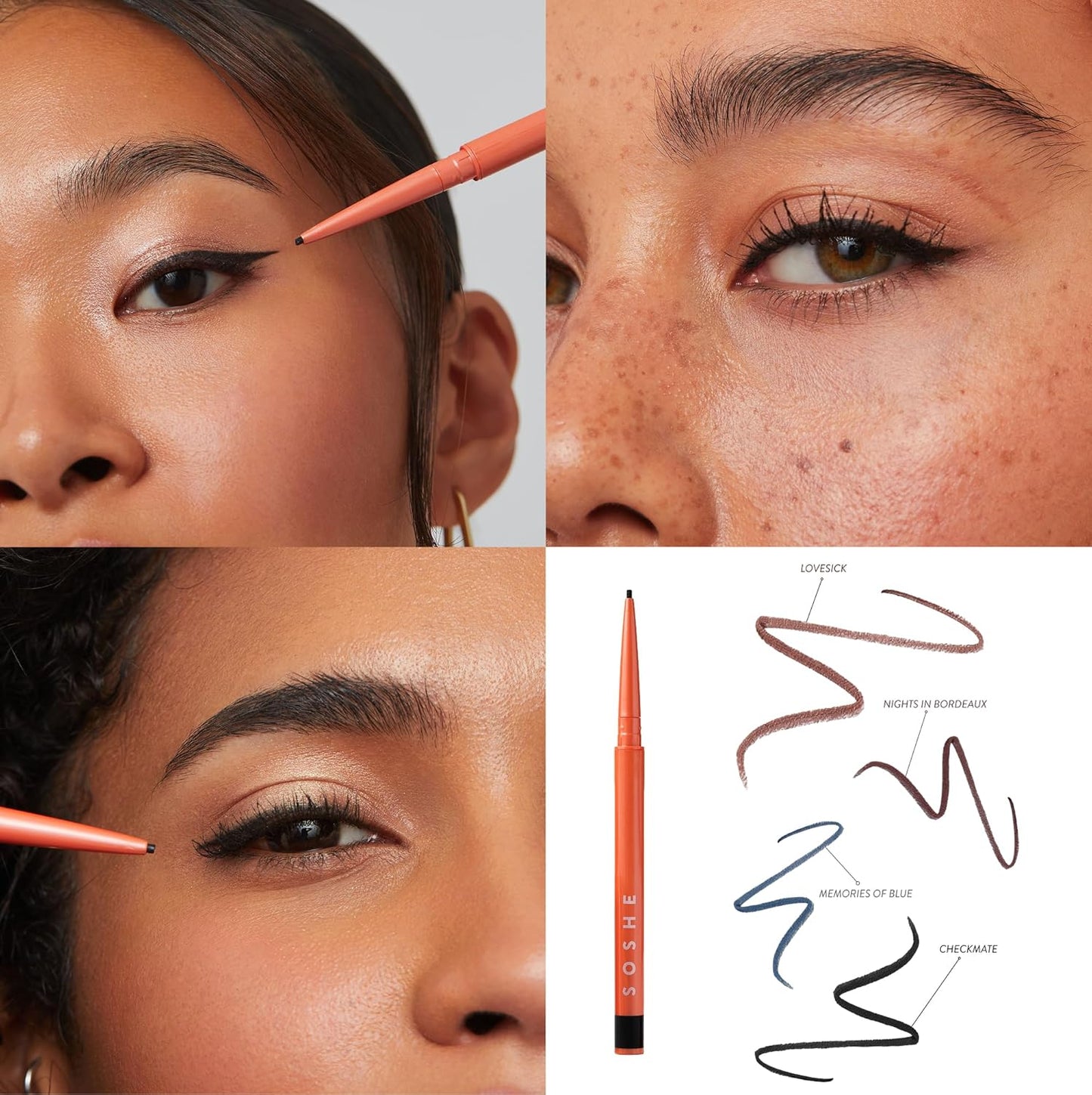 SOSHE Beauty Waterproof Precision Eyeliner - 1.5mm Smudge-Proof Gel Liner | Easy Refills | Lovesick Burgundy Brown