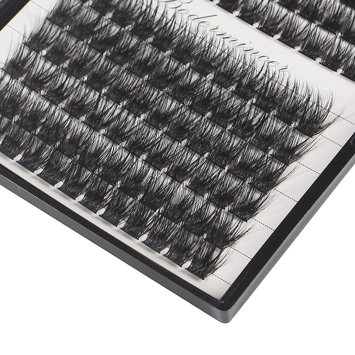 Hannahool 12rows-Large Tray Mixed 8-10-12-14-16mm/Mixed 14-15-16mm/Mixed14mm-16mm/Mixed 18-20mm Wide Stem Individual False Eyelashes Dramatic Black Cluster Eyelashes (mixed 18-20mm)