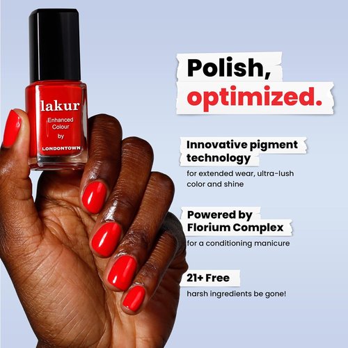 LONDONTOWN Lakur Nail Polish - Maraschino Cherry, Long-Lasting & Chip-Resistant | Non-Toxic Vegan Formula, 0.4 Fl Oz