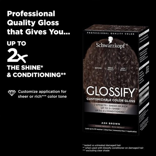 Schwarzkopf Glossify Color Gloss - Customizable Ash Brown Shade for Vibrant Hair Color