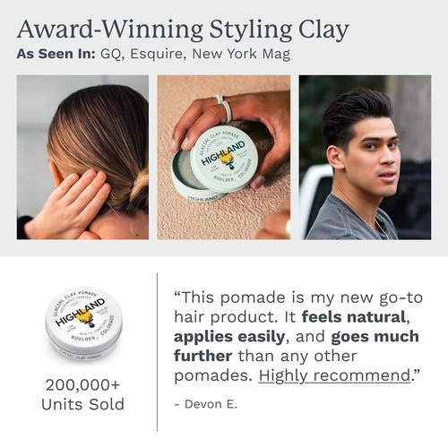 Highland Glacial Hair Clay Pomade - Award-Winning Natural Styling Clay for Healthy Hair | Low Shine, Medium Hold