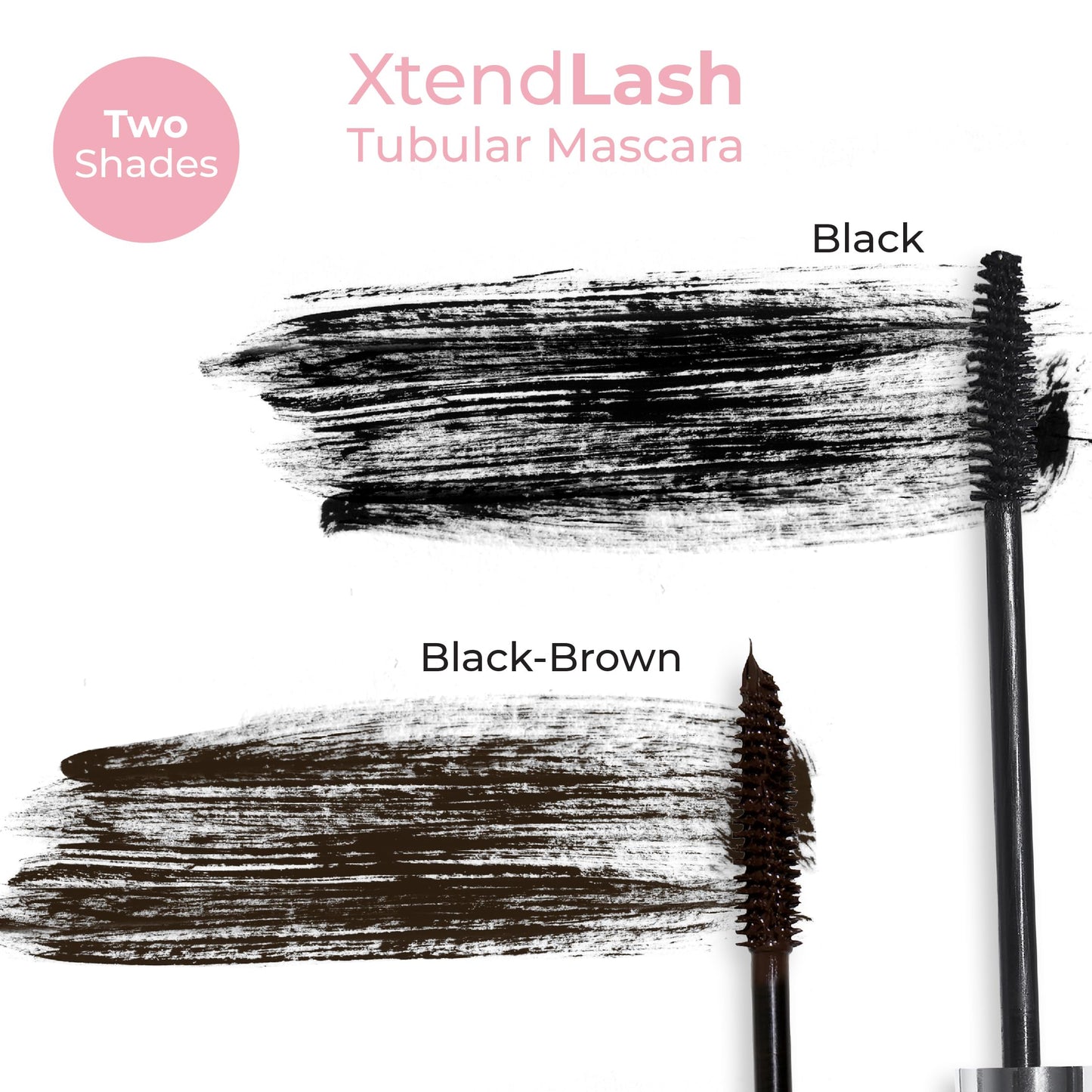 MCoBeauty XtendLash Tubular Mascara, Black-Brown, Bold Definition for Intensely Defined Lashes, Vegan, Cruelty Free Cosmetics