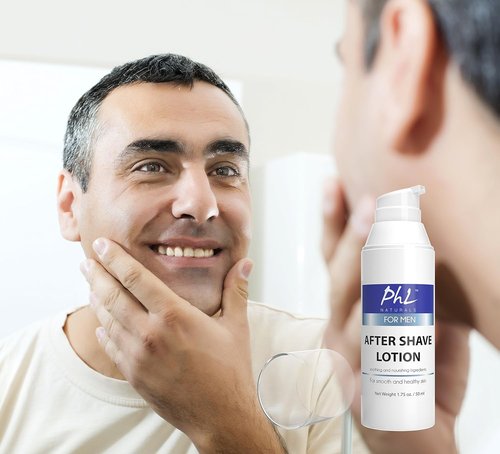 PHL Naturals Unscented Aftershave Lotion for Men - Fragrance-Free, Alcohol-Free, Soothes Razor Burn - 1.75 oz