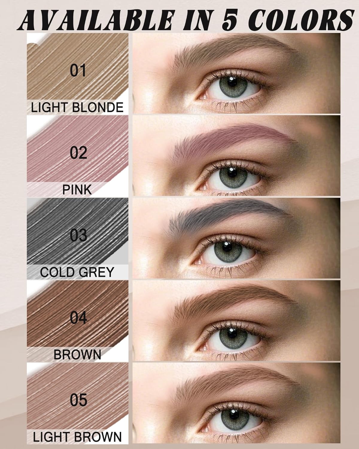 Skiennix Pink Tinted Eyebrow Gel - Long-Lasting Waterproof Brow Tinting Kit | Smudgeproof & Transfer-Proof, 2 Pcs