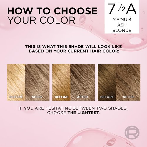 L'Oreal Paris Excellence Crème Permanent Hair Dye, Triple Care Hair Color with Hyaluronic Acid for 100% Gray Coverage, 7.5A Medium Ash Blonde, 1 Kit (Packaging May Vary)