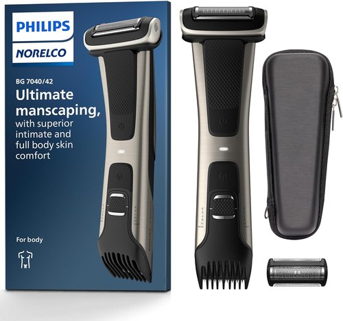 Philips Bodygroom 7000 Series - Showerproof Men's Body Trimmer with Adjustable Comb | 80 Min Runtime