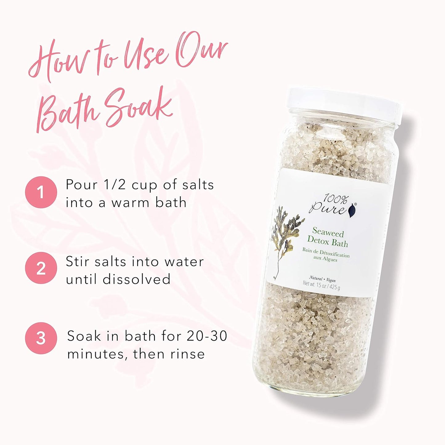 100% PURE Seaweed Detox Bath Soak - Relaxing Bath Salts with Eucalyptus Essential Oil | Spa Kit - 15 Oz