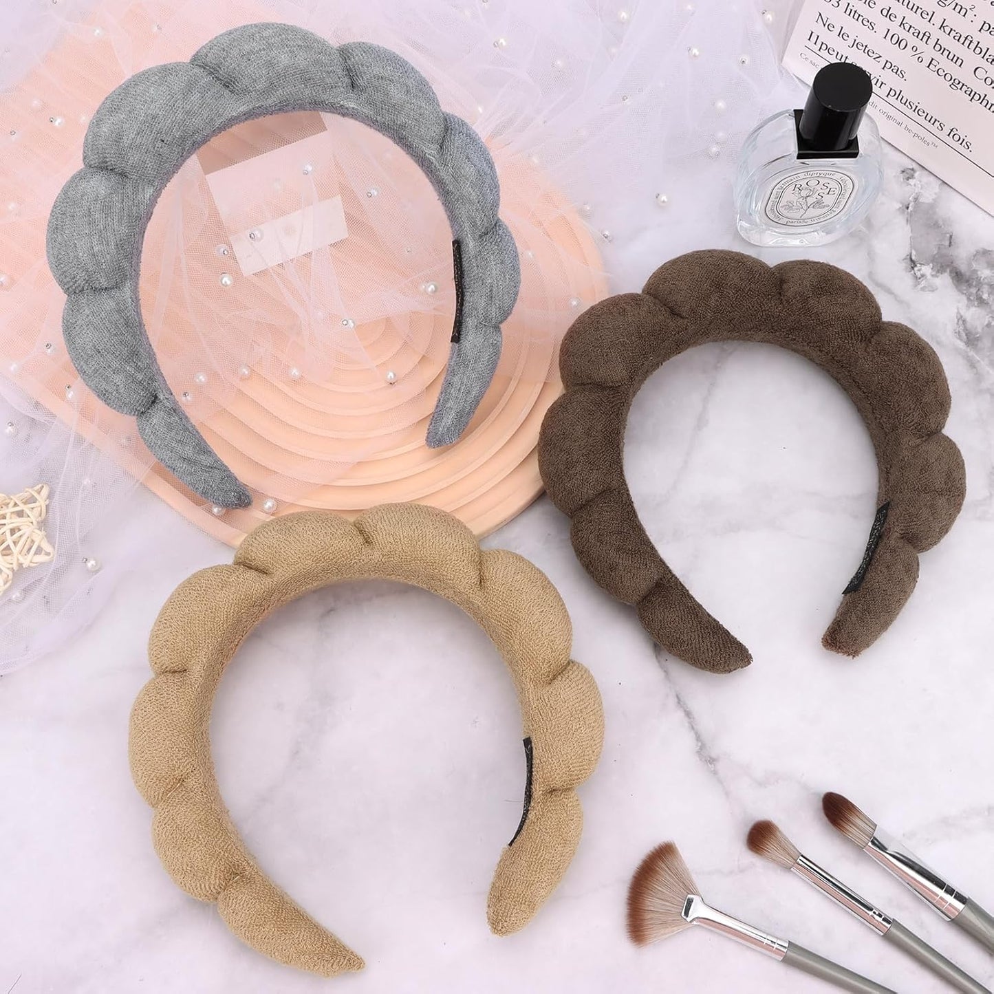 Skiennix Terry Cloth Spa Headbands - Soft Makeup Headbands for Skincare Routine | 3 Pack