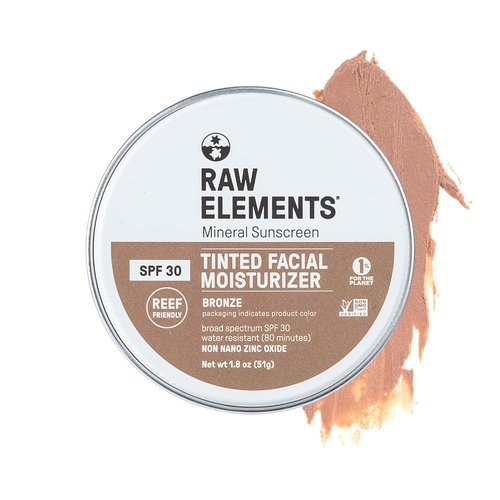 Raw Element Ultra-Moisturizing Tinted Face Cream - SPF 30 Mineral Sunscreen | Non-Toxic, Reef Friendly, Bronze, 1.8 oz