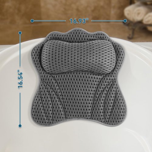 Bath Pillow Bathtub Pillow, Ergonomic Luxury Bath Pillows for Tub, Bath Tub Pillows for Head and Neck, with Soft 4D Mesh Fabric and Non-Slip Suction Cups, Relaxing Bath Accessories, All Bathtubs