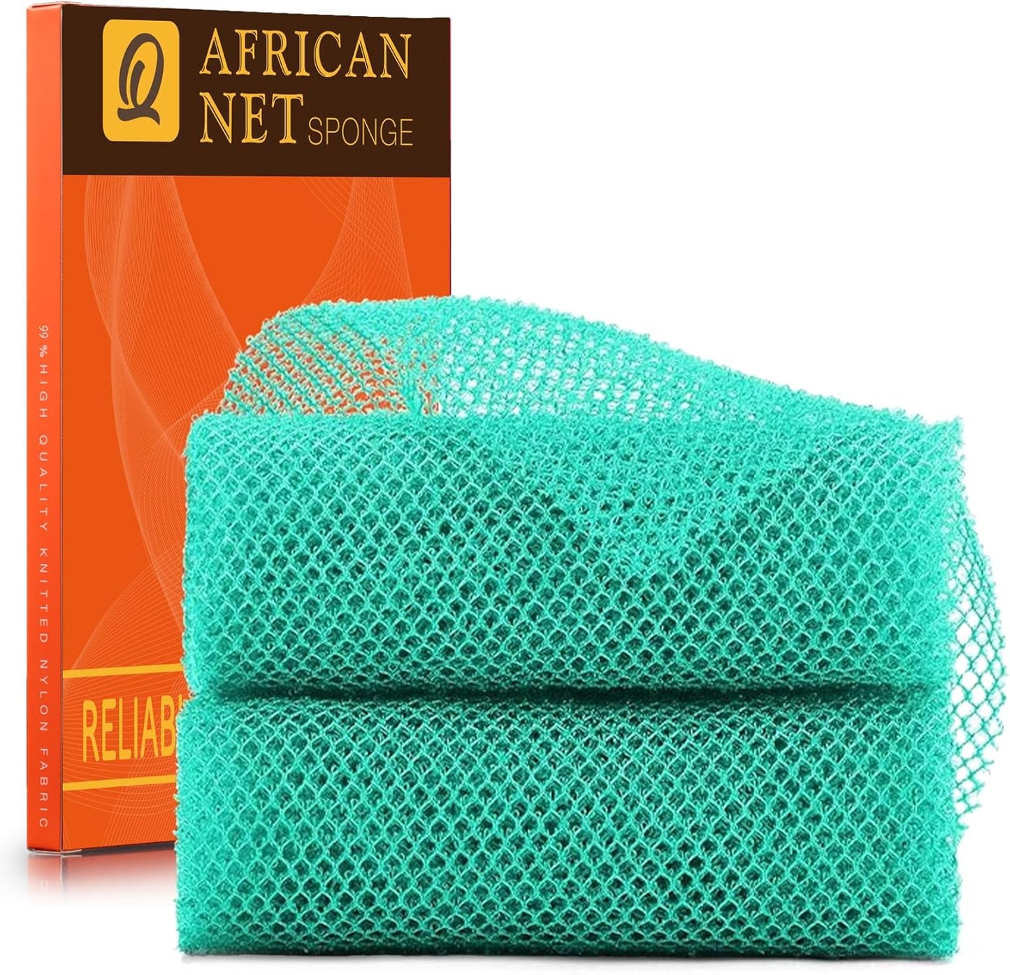 UJFQBH African Bath Sponge Set - Exfoliating Long Net Body Scrubber for Smooth Skin | Green