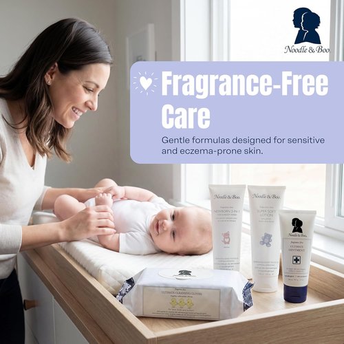 Noodle & Boo Fragrance-Free Baby Skincare Bundle - 4 Essential Products for Sensitive Skin