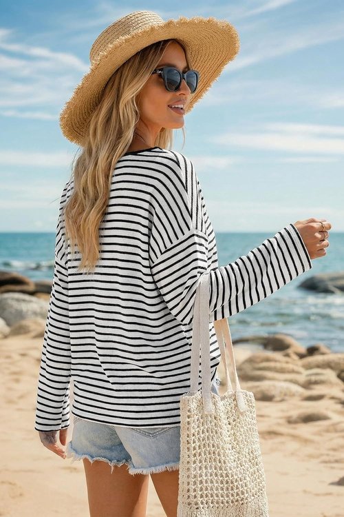 Arach&Cloz Women's Oversized Linen Blend Beach Cover-Up - Casual Off-Shoulder Top for Summer