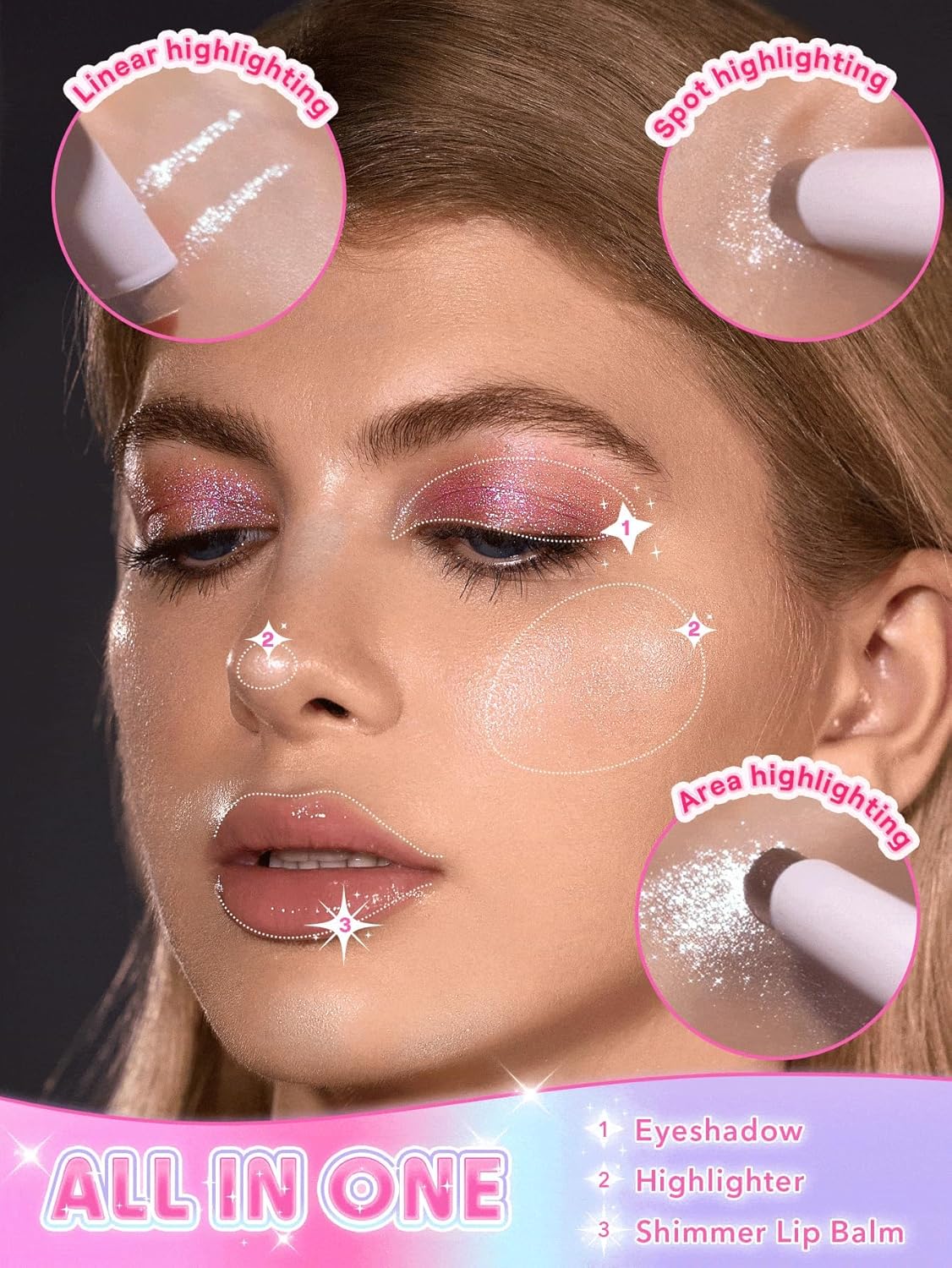 SheGlam Crystal Jelly Glaze Stick | Long-Lasting Shimmer Eye Shadow & Eyeliner - Champagne Gleam