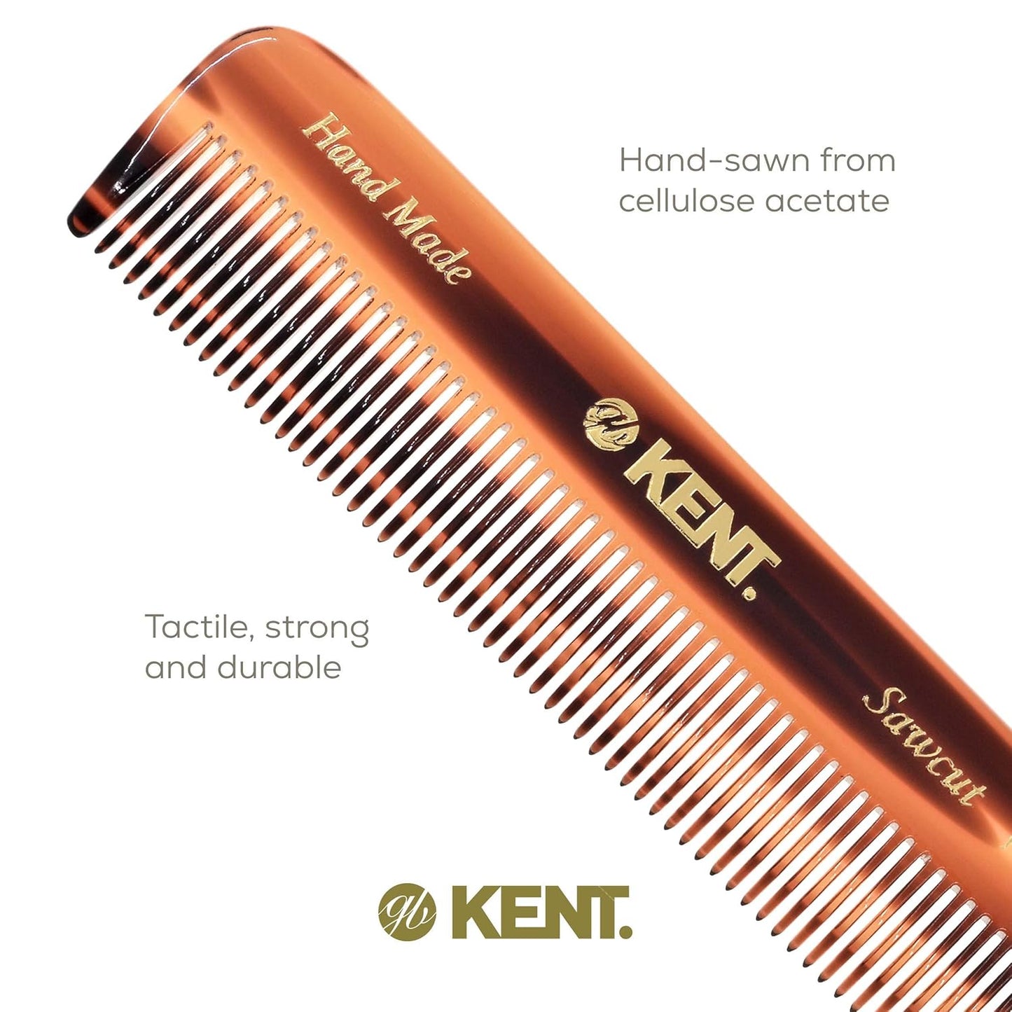 Kent A FOT Tortoiseshell Pocket Comb - Handmade Fine Tooth Hair Comb for Men, Women & Kids | Grooming & Styling Tool