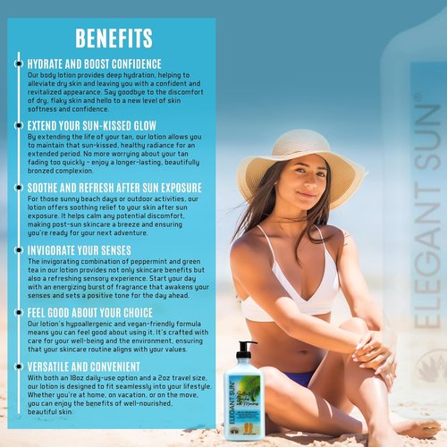 **Elegant Sun Saltwater Beaches Tan Extender - Aloe Vera After Sun Lotion for Sensitive Skin | Unisex Fresh Scent**