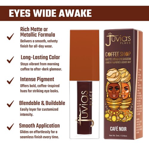 Juvia's Place Coffee Shop Liquid Eyeshadow - Matte Finish, Waterproof & Buildable Color | Cafe Noir, 0.08 fl oz