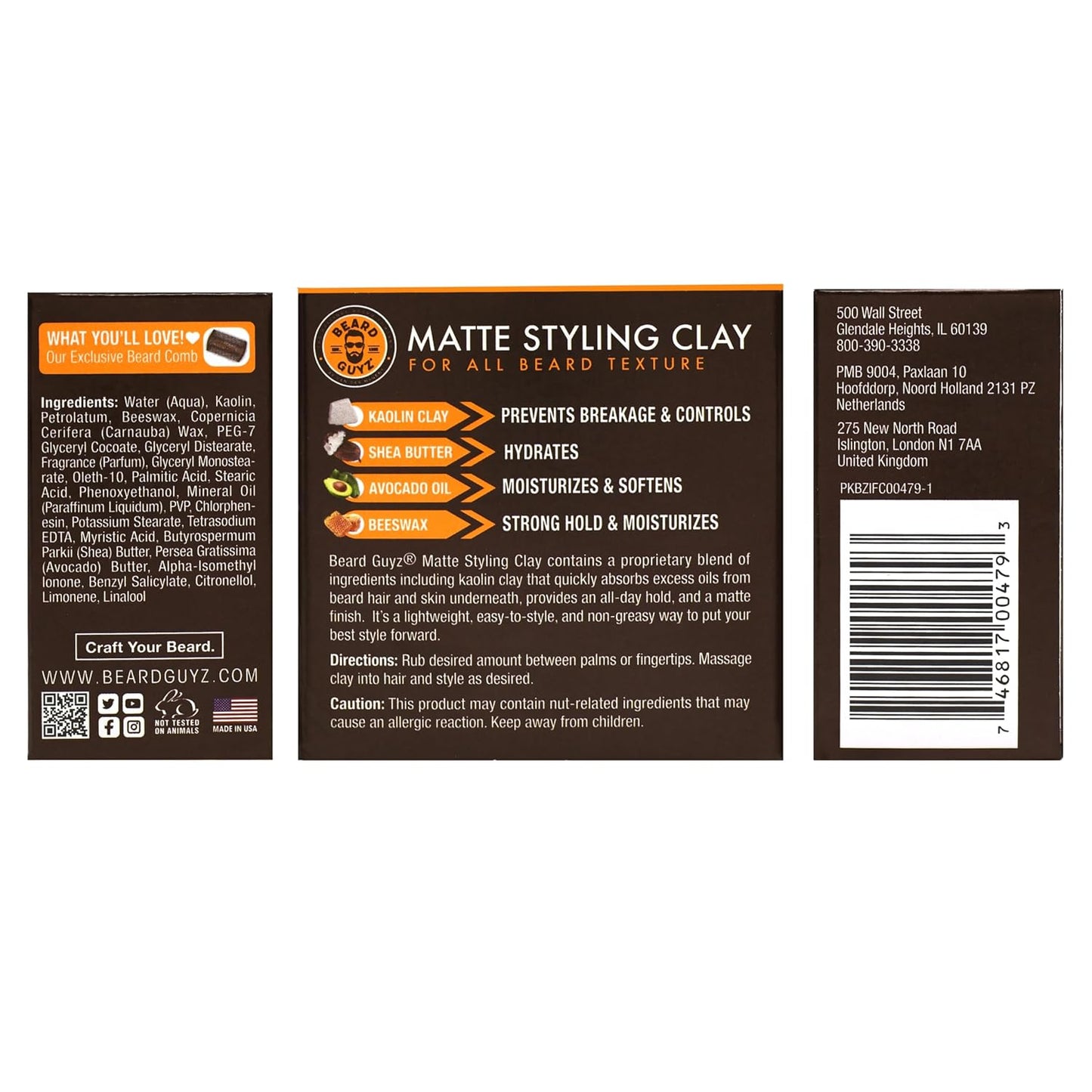 Beard Guyz Matte Styling Clay - Strong Hold for Beard & Hair - Natural Texture & Matte Finish, 3 oz