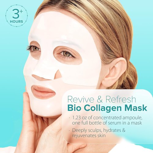 Ebanel Bio Collagen Face Mask - 4-Pack Hydrating Sheet Masks with 7 Peptides & Hyaluronic Acid for Glass Skin