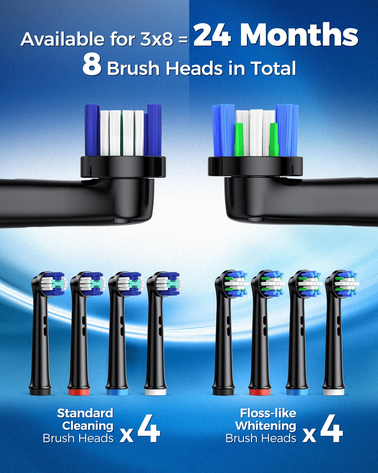 TEETHEORY Rotating Electric Toothbrush for Adults with 8 Brush Heads (2 Types), 4 Modes Deep Clean Electric Toothbrush with Rechargeable Power and 2 Min Smart Timer